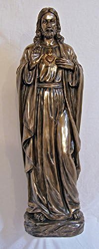 Sacred Heart of Jesus, Statue, lightly hand-painted cold cast bronze, 40".