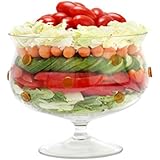 GAC Glass Trifle Bowl, Elegant Footed Glass Fruit Bowl with Gold Glass Dots, Size - 8 Inch