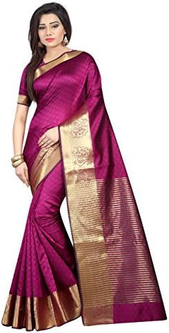 Snreks Collection Pink and Gold Color Lichi Silk Women's Saree