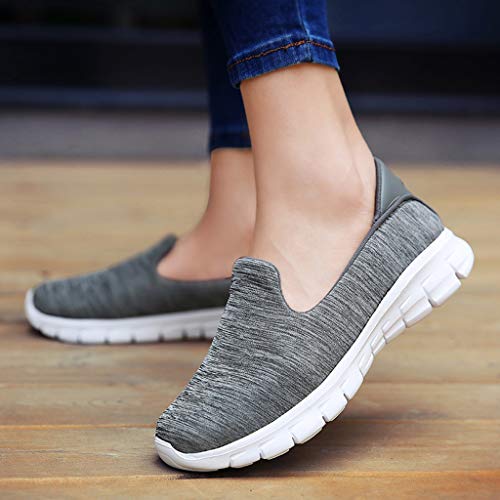 Dressin Womens Fashion Casual Solid Sport Breathable Lightweight Slip On Shoes Sneakers Dark Gray - Thumbnail 5