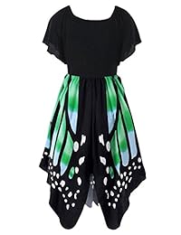 Geckatte Vestido de mujer con estampado de mariposas, manga corta, cuello en V, talla grande