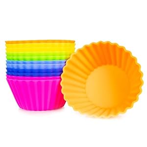 PhoneNatic – 12x XXL cupcake-vormpjes in 6 verschillende kleuren – siliconen grote muffinvormen bakvorm, 9 cm