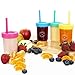 Kids 8oz Glass Mason Jar Drinking Cups with Straw Lids + Leak Proof Regular Lids + Silicone Straws + Cleaning Brush - No Rust, Less Spills for Toddlers & Kids + Food Storage (4 Pack)