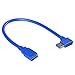 Right Angle USB 3.0 Extension Cable - SuperSpeed USB Type A Male to Female, 1ft (30cm) 90° Angle, Blue