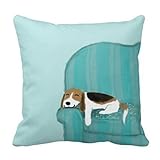 JGArtStore Couch Dog Cute Beagle Relaxing W154 Cotton Linen Comfortable pillow case 18 x 18 Inch