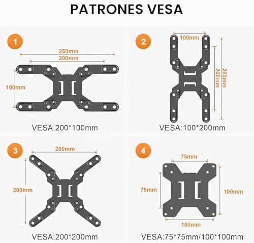Soporte de Pared para TV, Soporte Giratorio para TV con Brazo articulado, extensión de inclinación y rotación para la mayoría de monitores LED, LCD y TVs de Plasma de 13-42 Pulgadas, hasta 20