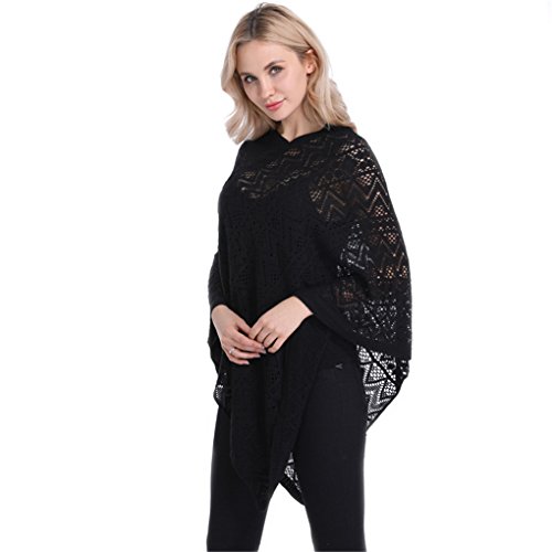 Leoparts Women Soft Knitted Pullover V Neck Batwing Poncho Cape Spring Sweater Cloak Shawl