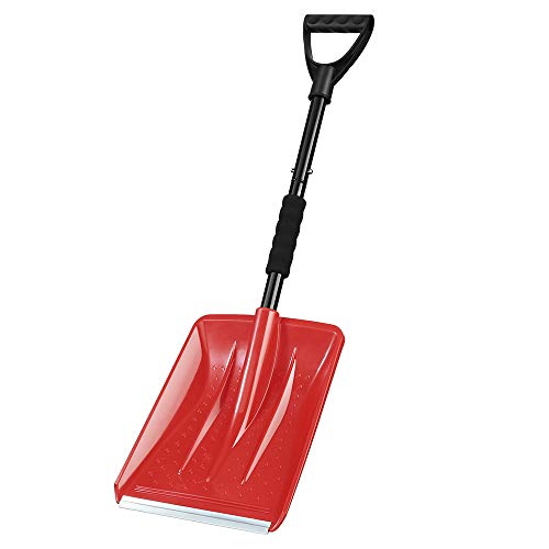 IPSXP Snow Shovel,Detachable Plastic Snow Shovel with Stainless Steel Pole and Aluminum Edged Wide Blade Shovel, Perfect for Car Driveway, Camping and Outdoor Emergency (Red) - Thumbnail 7