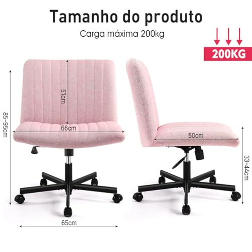 Cadeira de Escritório Python Fly Leisure, Assento Extra Grande e Largo em Tecido (Rosa)