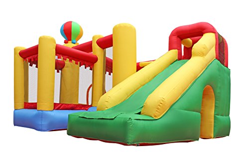 Bounce House with Slide, Inflatable Bouncer Playhouse Castle ,Stone Climbing ,Rotating Ballon ,Basketball Pit (with Blower)