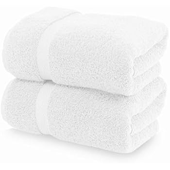 Luxury White Bath Towels Large - Circlet Egyptian Cotton | Highly Absorbent Hotel spa Collection Bathroom Towel | 30x56 Inch | Set of 2