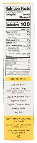 SIMPLE MILLS ALMOND FLOUR BAKING MIX, CHOCOLATE CHIP COOKIE DOUGH MIX – GLUTEN FREE, PLANT BASED, 9.4 OUNCE (PACK OF 1)