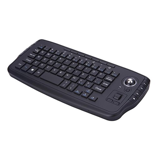 Chezaa Computer Keyboards,Mini Wireless Keyboard Multi-media Functional Trackball Air Mouse (Black)