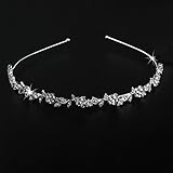 ULTNICE Wedding Women's Crystal Bridal Flower and Leaves Crown Headband Tiara Headdress