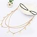 HuaYang Lady Girl Forehead Crystal Leaf Style Tassels Headband Link Chain Cuff Headpiece