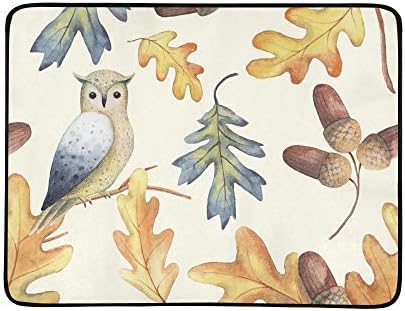 JEOLVP Autumn Leaves Branches Portable And Foldable Blanket Mat 60x78 Inch Handy Mat For Camping Picnic Beach Indoor Outdoor Travel