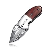 KUBEY KU66 Folding Pocket Knife with Rosewood Handle and Drop Point Blade, Thumb Open and Lock Liner, for Outdoor Hunting Hiking and Everyday Carry, 1-4/5-Inch Blade (KU66-1B)