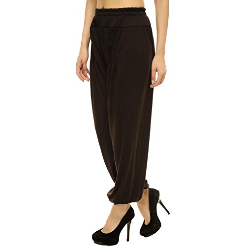 pietra viscose solid harem black pants for women