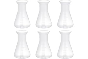 ULTECHNOVO Erlenmeyer Flask - 6pcs Plastic Conical Flask Clear Scale, 50ml Conical Flask for Lab Chemistry Students Educational Learning