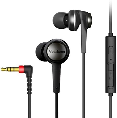 In Ear Earbuds Headphones Vodabang Heavy Bass Earphones Stereo Sound 3.5mm Jack with Mic Remote Control Compatible with IOS Android PC MP3 Player Black