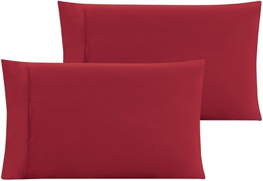 Amazon Com Grand Linen King Size Solid Burgundy Red Pillow Cases