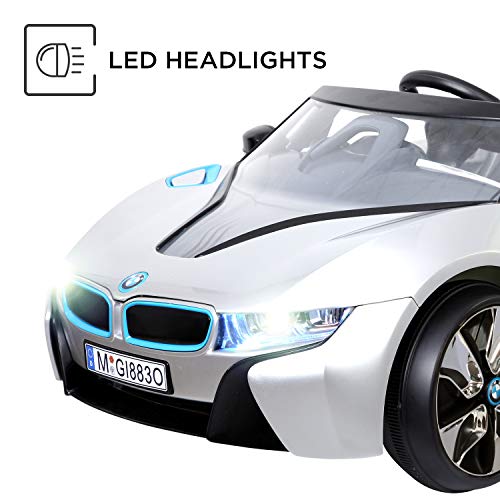 Rollplay 6V BMW I8 Kid's Ride-On Car - for Boys & Girls Ages 3 & Up - Battery-Powered Ride On Toy- Silver