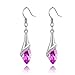 Aokdis (TM) Hot Womens Lady Crystal Marquise Cut Teardrop Wedding Earrings Gift (hot pink)