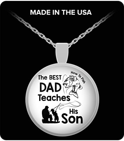 Son Father Necklace - Fishing Dad Teaches Gifts - Father's Day Gift Ideas - Round Pendant