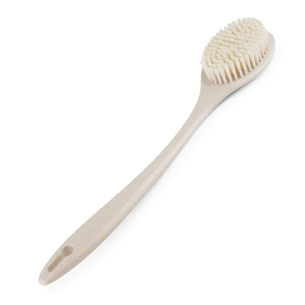 Usmascot Bath Brush, Long Handle Brush Shower Back Brushes Scrubber, Soft Spa Shower Body Massage Brush with Natural Wheat Straw Handle (Beige)