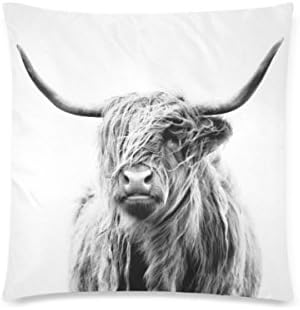 Highland Cow Deisign Custom Zippered Cushion Cases Cotton Pillow Cover Two Side 18x18 Inch