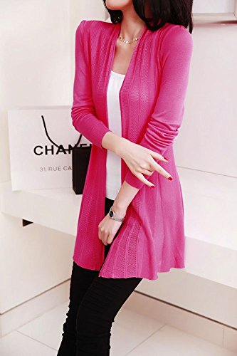 Shawhuaa Womens knitted Slim Fit Open Front Cardigan Sweater Shawl Rosy
