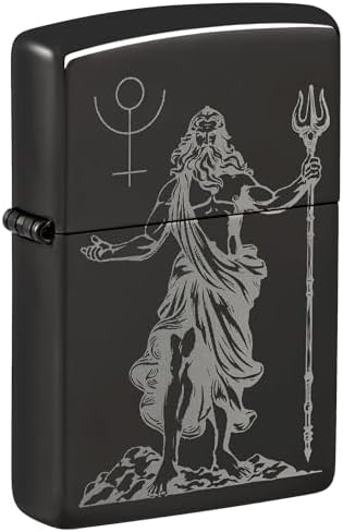 Briquet tempête God Pluto, Dieu Pluton, Noir Poli, Image Photo, Rechargeable, réutilisable, Design Coupe-Vent, boîte Cadeau, fabriqué aux États-Unis