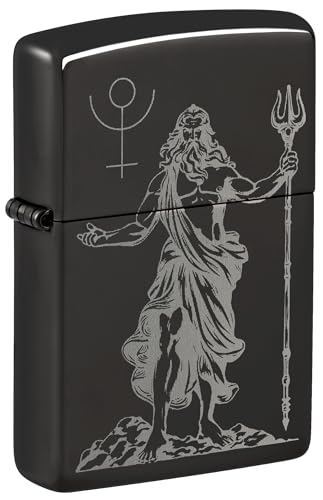 Mechero - God Pluto, High Polish Black, Photo Image - Recargable - Reutilizable - Diseño Resistente al Viento - Caja de Regalo - Hecho en EE. UU.