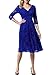 Aonour 0056 Women's Vintage Floral Lace Bridesmaid Dress 3/4 Sleeve Wedding Party Midi Dress RoyalBlue XS