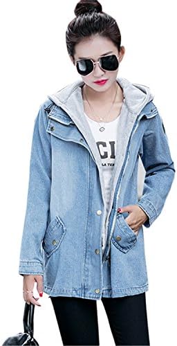 Ivan Johns Warm Plus size Female Cardigan Trench coat Two pieces Cowboy Tops Women Windbreaker casaco feminino LH411 Light blue XL