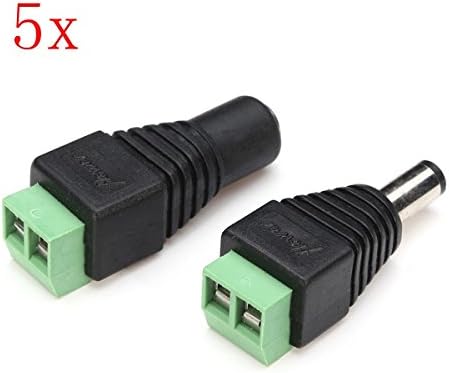 Connector & Cable & Wire - 5 Pairs Male Female 12V DC Power Plug Jack Adapter Connector 5.5x2.1mm for CCTV