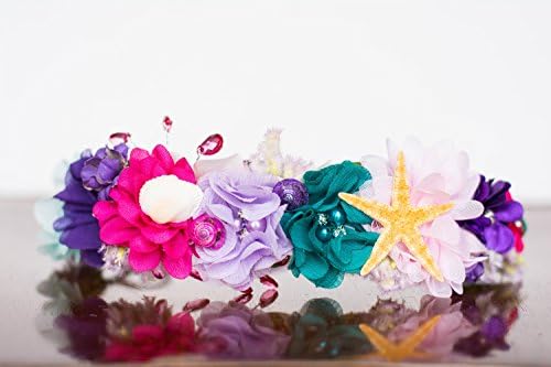Hot Pink and Teal Flower Crown - Mermaid Crown - Photography Prop - Wire flower halo - Crown - Princess - Wedding Flower Crown - Beach Wedding