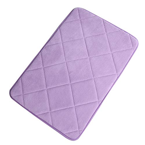 FINDNEW Non-Slip Soft Microfiber Memory Foam Bath Mat,Toilet Bath Rug,with Anti-Skid Bottom Washable Quickly Drying Bathroom mats (16" X 24", Purple-net)