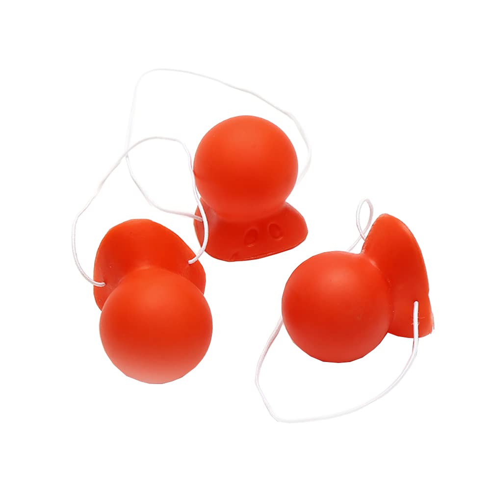 JIHUOO 3 Pcs Red Rubber Clown Nose Clown Cosplay Noses with Elastic Circus Costume Party Supplies for Halloween