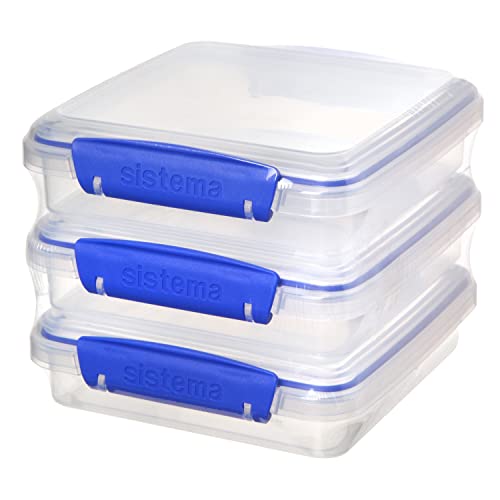 Sistema 3Piece Sandwich Containers for Lunch Boxes and Meal Prep
