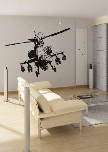 uBer Decals Vinyl Wall Decal Sticker Apache Helicopter 209 20x24 inches - Black
