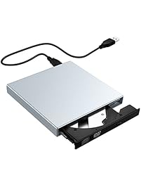 VicTsing Upgraded External CD Drive, Slim External CD-RW Drive Portable DVD-R Combo Burner Player Writer for Laptop Notebook PC Desktop Computer,Silver