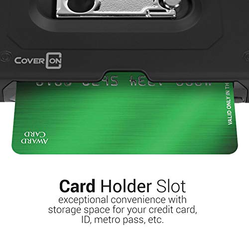 CoverON Kickstand Credit Card Holder Slot Zipp Series for iPhone 11 Pro Case, Black - Thumbnail 3
