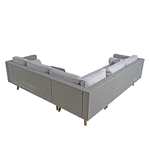 GXK Gartenmöbel Set Eck-Sitzgruppe Lounge Essgruppe Rattan Möbel Grau-Mix – Bild 8
