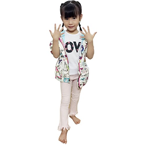 Jastore Baby Girl Cartoon Print Graffiti Coat Wind Hooded Jacket Full Sleeve Outerwear (3-4T)