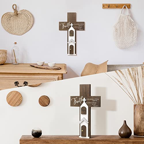 FEKOTS Wall Wooden Cross,wooden wall cross home decor,6x10 inch crosses for wall,Wooden Wall Hanging Cross (classic)