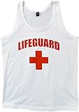 Life Guard Tank Top - Unisex Slightly Fitted White With Red Cross (Small)