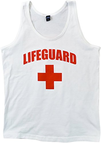 Life Guard Tank Top - Unisex Slightly Fitted White With Red Cross (XL)