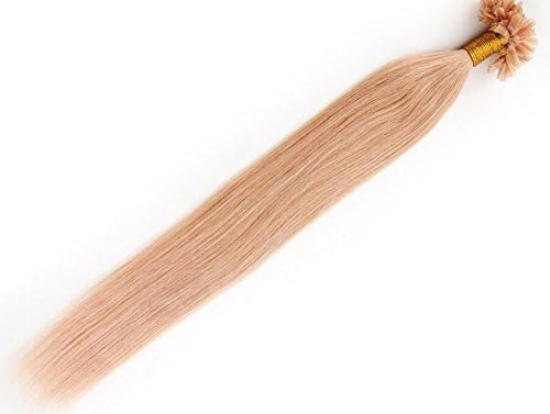 Lt 20"(50cm) 100 Strands Straight Pre Bonded U Nail Tip Keratin Fusion Remy Human Hair Extensions 0.5g Per Strand [Set Weight: 50grams] (Color #27 honey blonde)
