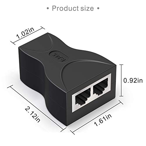 RJ45 Splitter Connector Adapter, Wenter Female 1 to 2 8P8C Ethernet Plug LAN Network Socket Adapter for Cat5, Cat5e, Cat6, Cat7 - Thumbnail 3